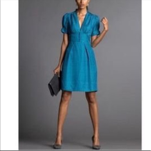 🎄Banana Republic Silk Teal Short Sleeve, Polka Dot Dress Sz 12 NWT! - Picture 11 of 13